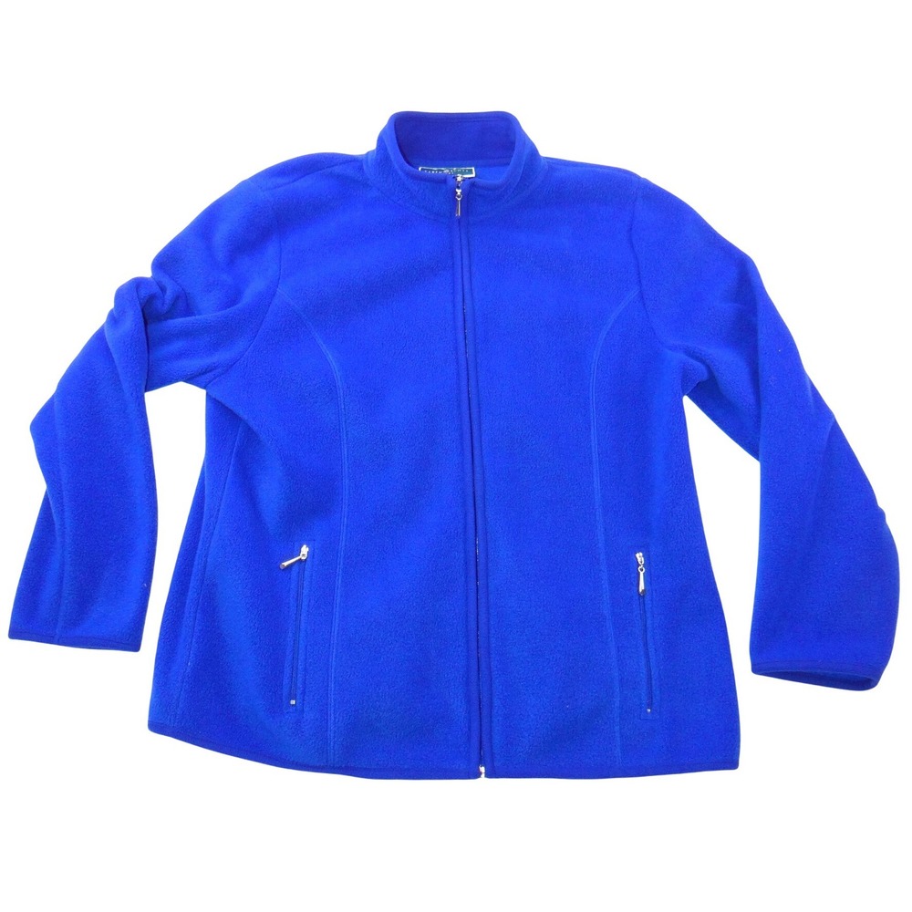 Karen Scott Sport Royal Blue Fleece Full Zip Mock‎ Neck Jacket Womens Large